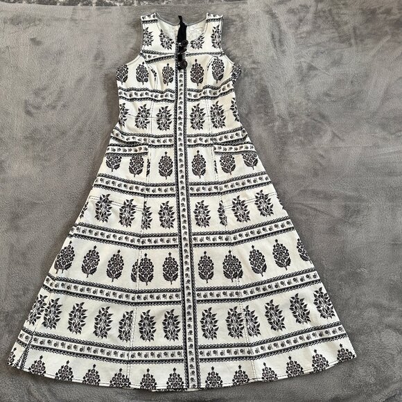 Anthropologie Woodblock Midi Dress Women's size 6 Cream Resort Vacation - Picture 1 of 9